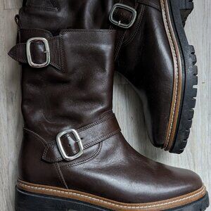 FABIANELLI Brown Made In Italy Leather Mid Lug Boots size 40